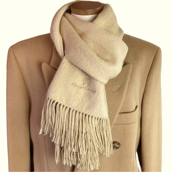Alpaca Camargo Khaki Tan Long Fringe Scarf - Picture 1 of 8